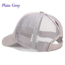 Load image into Gallery viewer, New 2018 Women Ponytail Baseball Cap Messy Bun Dad Hats Summer Snapback Mesh Trucker Hat Casual Girls Hip Hop Adjustable Caps