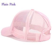 Load image into Gallery viewer, New 2018 Women Ponytail Baseball Cap Messy Bun Dad Hats Summer Snapback Mesh Trucker Hat Casual Girls Hip Hop Adjustable Caps