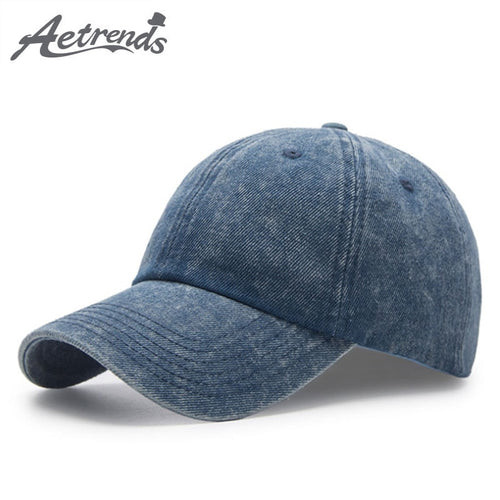 [AETRENDS] Cotton Blue Black Denim Baseball Cap Men Women Sport Hat Trucker Outdoor Baseball Hats Polo Hat Cap Z-6685