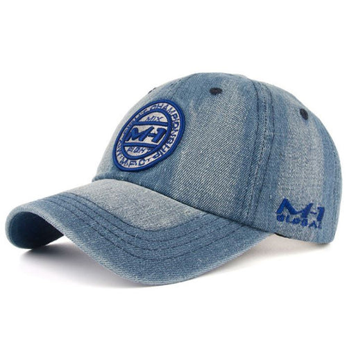 Unisex Women Men Washable Denim Baseball Cap Embroidery Letters Patch Vintage Trucker Hat Sun Hat