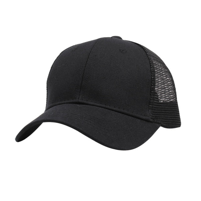 Men Women Mesh Patchwork Ponytail Baseball Cap Unisex Breathable Adjustable Snapback Trucker Golf Peaked Hat Outdoor Headwear