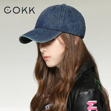 Load image into Gallery viewer, COKK 2018 New Denim Baseball Cap Women Washed Cotton Snapback Hats For Women Men Trucker Cap Dad Hat Female Bone Gorra Casquette